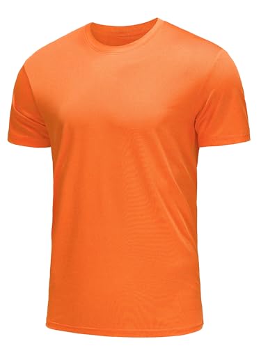 ANGEL CITIZ Paquete de 1 o 3 camisetas para hombre, ajuste seco, camisetas de gimnasio que absorben la humedad, ropa de entrenamiento, camisetas lisas, Naranja, XX-Large