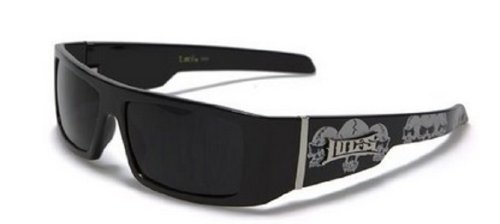 LOCS NEW MENS HARDCORE GANGSTA BIKER SUNGLASSES (BLACK W/SKULLS)