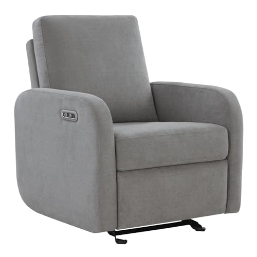 Image of Nurture& The Porto Power Glider Recliner for Nursery | Modern Glider Chair with Power Recline | Built - in USB Charging Port | Space-Saving Design for Small Nurseries and Shared Spaces, Grey
