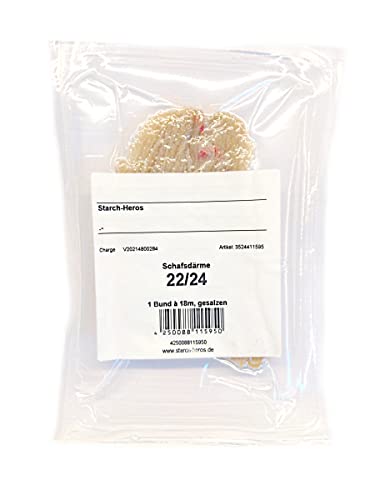 Schafsdarm 18 m | Schafsaitling Perfekt für Bratwurst, feine Brühwürste und Rauchwürste | Kaliber 22/24 (0,78€/ Meter)