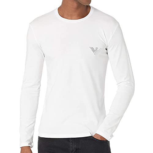 Emporio Armani T-Shirt Homme 111023 0A526, Tee-Shirt Manche Longue, Col Rond (M, Blanc)
