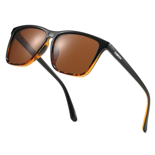 Image of DUBERY Retro Square Polarized Sunglasses for Men Women UV400 Protection Classic Trendy Sun Glasses D108