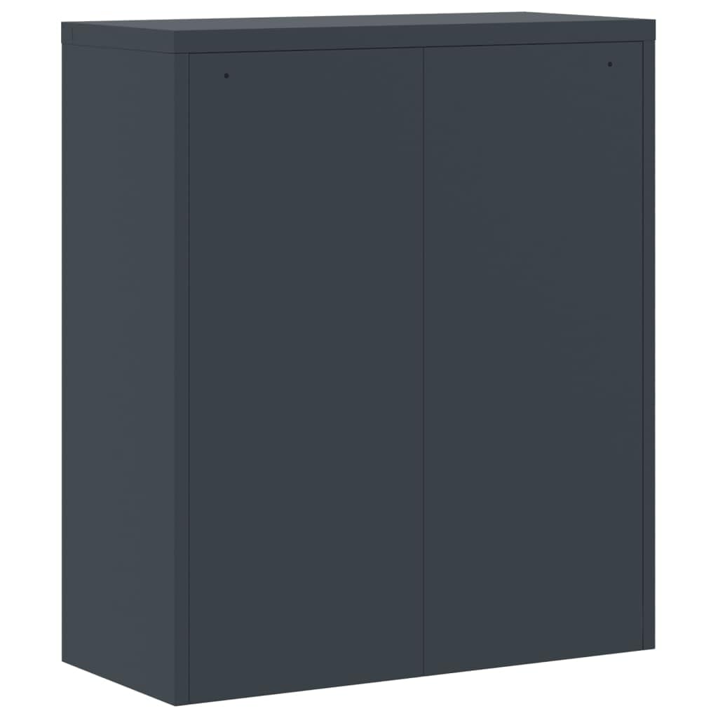 Stabiler Aktenschrank aus Stahl in Anthrazit 90x40x105 cm, Einfach zu montierender Büroschrank mit 2 verstellbaren Einlegeböden, Aktenschrank mit Zwei Türen für Büro zur