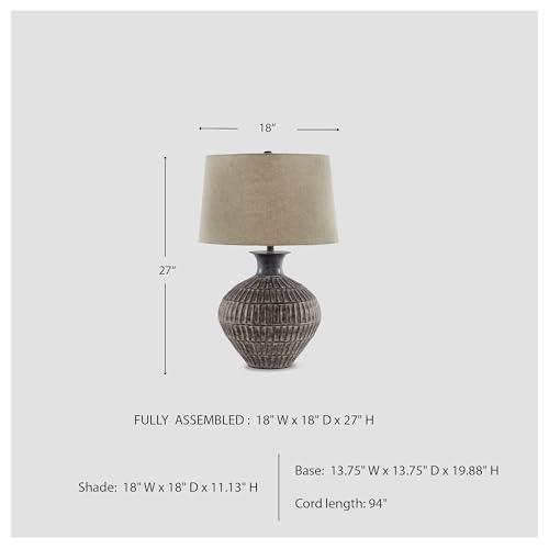 Signature Design by Ashley Magan 285." Textured Bronze Metal Table Lamp, Antique Brown Finish - Image 5
