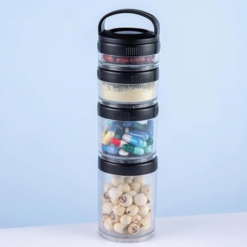 Image of 4-Layer Twist Lock Storage Jars Stackable BPA-Free Formula Container Non-Spill Snack Cup Containers for Milk Powder, Protein, Nuts & Baby Food Portable Travel Storage Jars (1 Pcs)