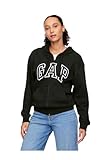 GAP womens Logo Hoodie Hooded Full Zip Sweatshirt True Black V2 M