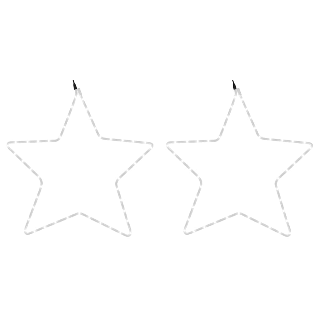 vidaXL 2X Figures d'Etoiles de Noël avec 48 LED Ornement de Fêtes Décoration de Vacances Lumière de Noël Jardin Extérieur Blanc Chaud 56 cm