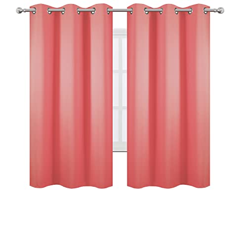 Image of LEMOMO Coral Blackout Curtains 42 x 63 Inch Length /Set of 2 Curtain Panels /Thermal Insulated Room Darkening Blackout Curtains for Bedroom