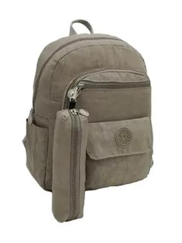 Kit Mochila + Estojo Escolar multifuncional impermeável, mochila feminina, juvenil (Bege)