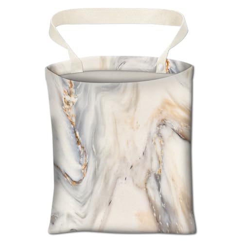 Image of Car Trash Can, Cute Car Trash Bag, Hanging Car Organizer and Storage Bag, Trash Bin for Car Accessories, Vehicle, Travelling, Camping Luxury White Marble