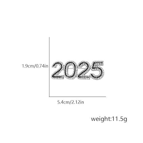Image of 2025 Rhinestones Sparkly Brooches Pins Delicate New Year Brooch Classic for Christmas Party for Women Ladies Men Dainty Elegant Lapel Pins Dress Suit Shirt Ceremony Clothes Accessories Jewelry Gifts