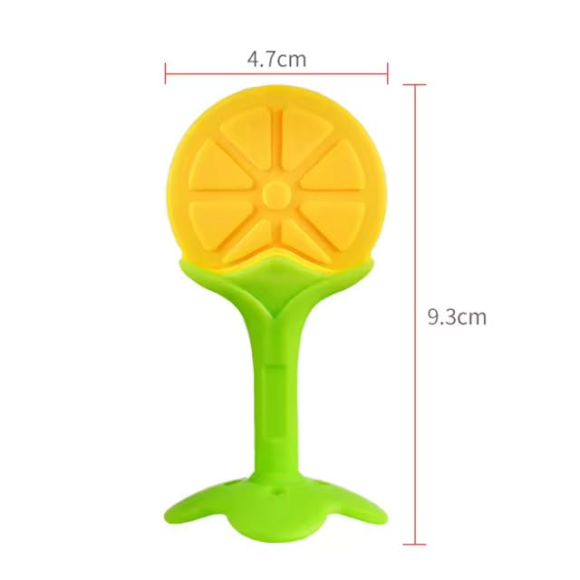 EuQinu Baby Teething Toys for Newborn Infant, BPA Free Safe Silicone Fruit Baby Teethers for Babies 0-6 Months 6-12 Months (Pack of Two) (Orange, Strawberry) Pack of 2