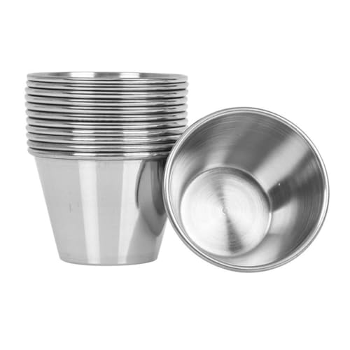 NAMOARLY 12 Small Cups Stainless Steel Dipping Sauce Cups for Mustard Salt Pepper