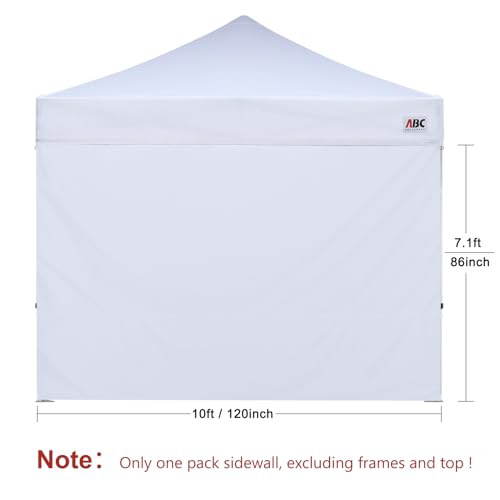 ABCCANOPY Instant Canopy SunWall 10x10 FT, 1 Pack Sidewall Only, No Frame or Top, White
