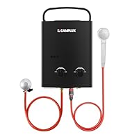 CAMPLUX AY132B 5 Liter Gasdurchlauferhitzer mit Tragbarer Griff, Tankless LPG Durchlauferhitzer für Campingdusche Pferdedusche, 28-37mbar, Butan- oder Propangas, 10kW