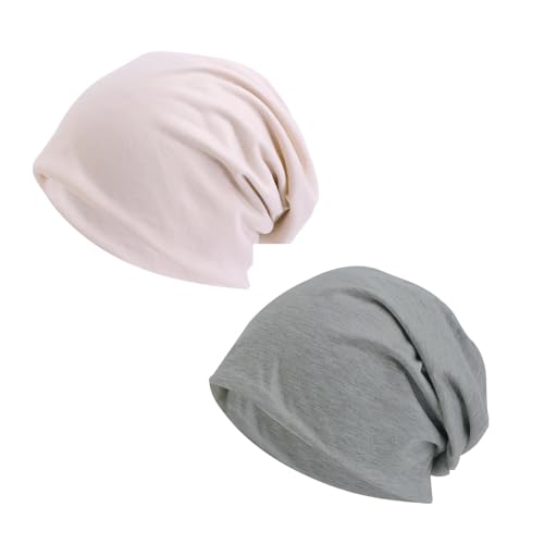Gorros Oncológicos para Mujer, 2 Piezas Quimio Cáncer Algodón Sombrero para la Cabeza, Turbantes Oncologicos Pañuelos Cabeza, Suave/Transpirable, para Mujeres Hombres