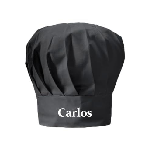 Genérico Gorro de Cocina Francés Personalizado con Nombre Ideal para Cocineros, Ajuste con Velcro (Negro)