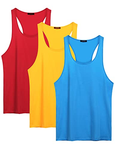 coofandy men39s 3 pack tank tops cotton performance sleeveless casual classic t shirts