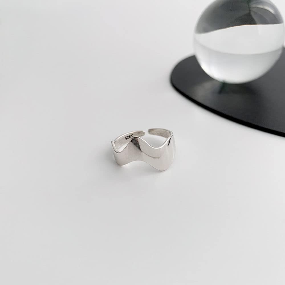 Anelli D'Argento,S925 Anello Geometrico In Argento Sterling Anelli Regolabili Retrò Anello Aperto Argento Anello Per Il Pollice Anello Eterno Fascino Da Sposa Gioielli Regali Per Uomi