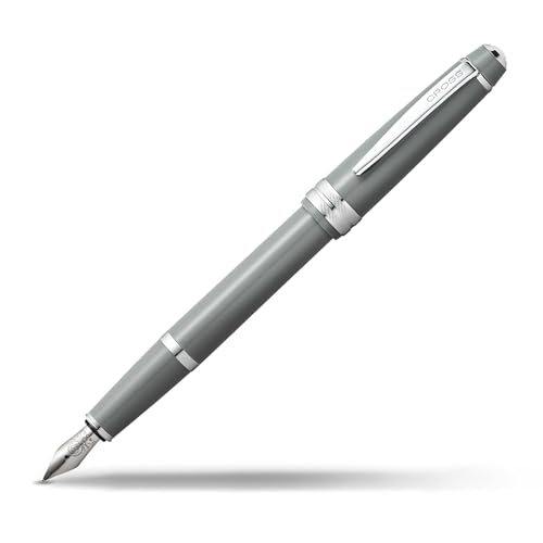 Image of Cross Bailey Light Polished Gray Fountain Pen - Refillable, Medium Nib, Black Ink, Presented in Everyday Gift Box