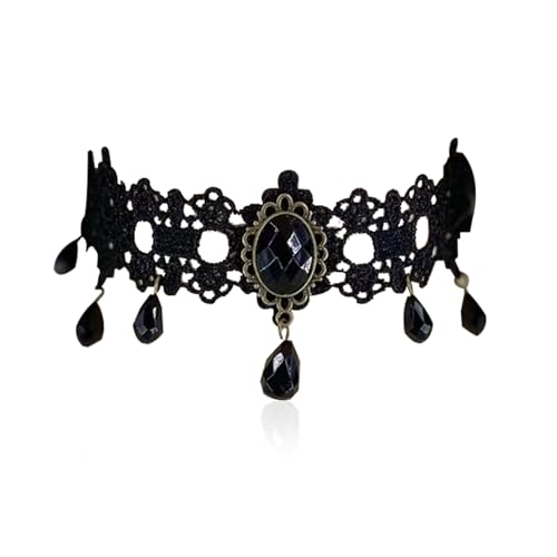 Gothic Schmuck Damen,Halsband Damen Schmuck,Schwarze Spitze Gothic Accessoires Steampunk Halskette,Mädchen Vampir Kette Frauen,Punk Choker Kostüm...