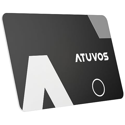 ATUVOS Wallet Tracker Card Ultra-Thin 0.16cm, Smart Bluetooth Locator for Luggage Tag, Passport, Suitcase, and More, Wallet Finder Works with Apple Find My (iOS Only), IP67 Waterproof, Black 1 Pack Cover