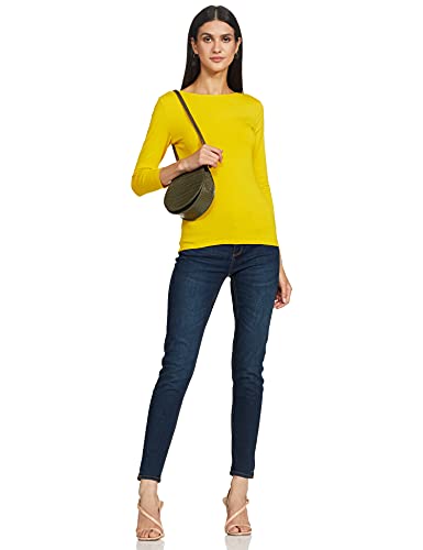 Image of Marks & Spencer Womens Solid Cotton Blend Boat Neck Slim Fit T-Shirt