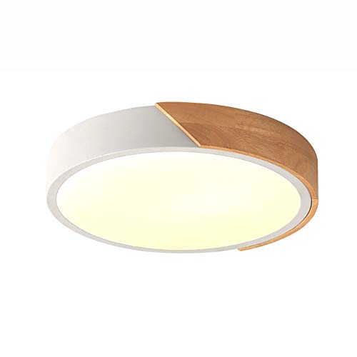Luminaire ultra mince LED bois plafonnier rond blanc chaud 40cm contre fatigue visuelle
