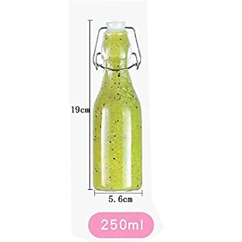Image of Clip Top Preserve Bottles - 6 Pack of 250ml Clear Glass Bottles with Airtight Stoppers, Swing Top Bottles for Beer Brewing, Wine, Condiments, Beverages, Oil, Vinegar (Pack of 6)