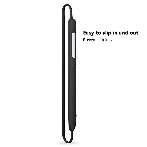 Kompatibler Apple Pencil 1. und 2. Fall, Weiche Silikon-Schutzkappen-Halter-Hülle Stoßfestes Drop Proof Cover für iPad Pen Zubehör,Black