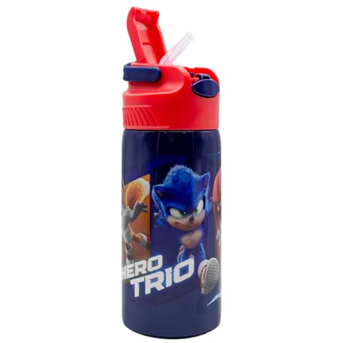 Cantimplora Pop-Up 500ml Sonic – Botella Infantil de Aluminio con Cierre Hermético – Diseño Oficial de Sonic Hero Trio – Ideal para Escuela y Actividades al Aire Libre