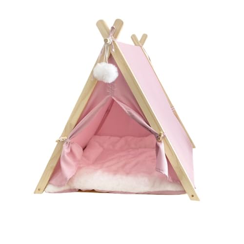 YAKINO 猫ベッド キャットハウス ペットテント 小型犬ベッド ペットベッド クッション付き 洗える 組み立て簡単 木製 かわいい おしゃれ 60*55*63cm