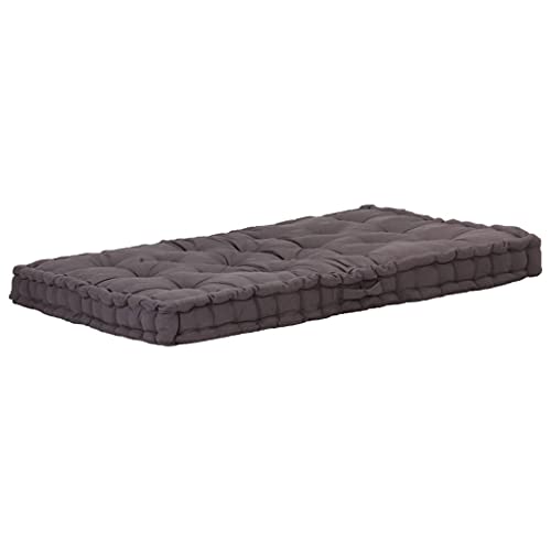 Foknhdi Coussin pour palette - Anthracite - 120 x 80 x 10 cm - 100 % coton - Avec poignée - Coussin d'extérieur épais - Pour salon, balcon, banc de jardin,...