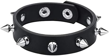Leather Bracelet Punk Spike Rivet Cuff Bangle Metal Studded Halloween Wristband