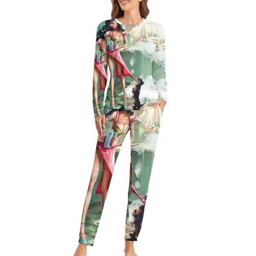 Pyjama femme t-shirt manches longues et pantalon pour vos week-ends cocooning