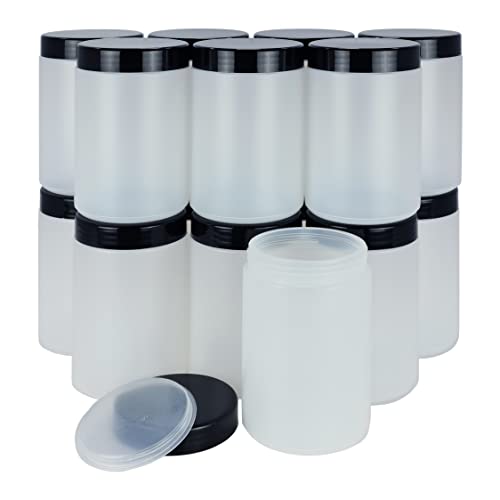 Bote con obturador y tapa, hermético y traslúcido. 1000 ml. Frasco estanco de plástico, apto para uso alimentario. 15 Unidades.