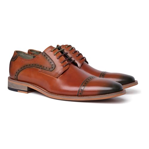 Men's Brown Leather Lace Up Oxford Shoes - Jenson3