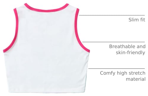 Image of SHENHE Girl's Letter Print Cropped Tank Top Sleeveless Contrast Binding Crop Tops
