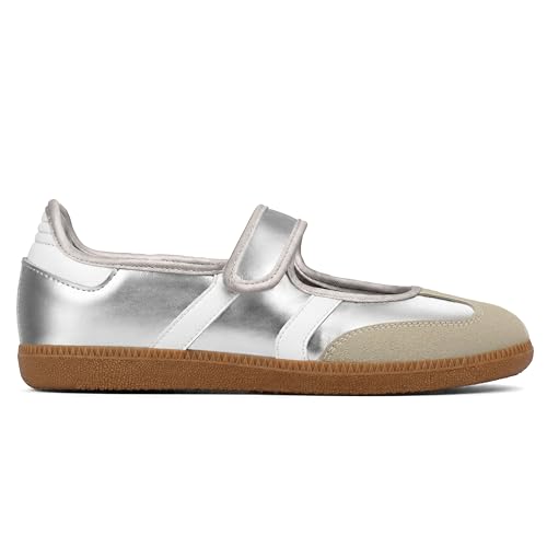 Image of Mary Jane Sneakers for Women Slip on Ballet Flats Walking Retro Sneakers | Round Toe Mary Jane Shoes,Hook and Loop,Lightweight Footwear,Women Fashion Sneakers for Walking, Travel, Workout, Daily Wear