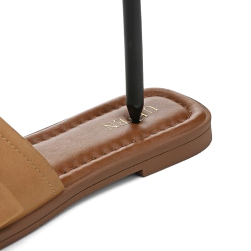 Image of UBFEN Womens Square Toe Flat Sandals Slides Dressy Comfortable for Beach