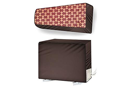 Image of Stylista Split ac Cover for Indoor and Outdoor Unit of 2 ton ac Waterproof and dustproof Brown Ogee Pattern