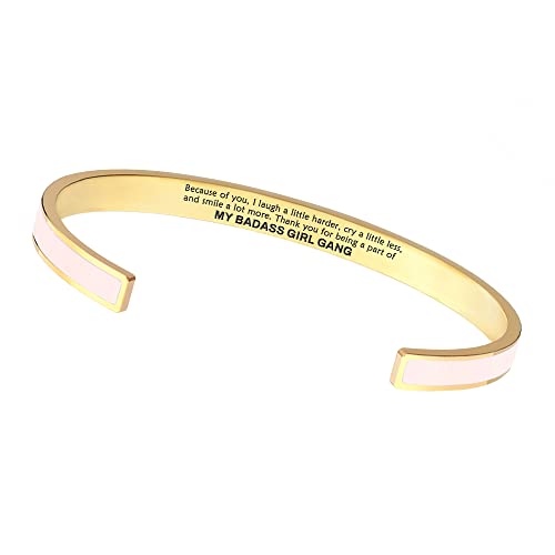 STORYJEWELLERY Friend Gifts for Women, Friendship Bracelets, Matching Badass Bestie Bracelets, Friend Birthday Valentines Day Gifts for Women, Bff Jewelry, Enamel Cuff Bracelet, 8 inch, Metal, no