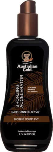 Australian Gold, Aceite Antioxidante corporal para pieles oscuras, de color marron, acelerador del bronceado - 237 ml.