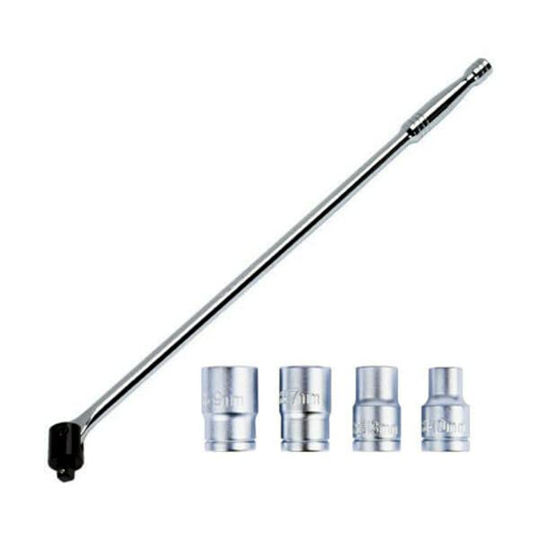 Tooltime. Professional 24" 1/2"" Drive Knuckle Breaker Bar Plus 4 Piece Chrome Vanadium Socket Set