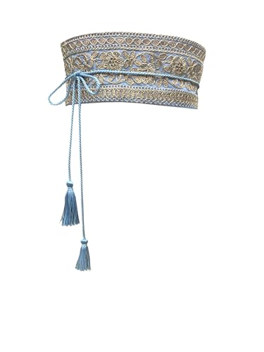 FANFAN Embroidered Mexican Belt for Women 1920s Vintage Royal Court Belt Pink Boho Tassel Belt Wedding Party Dress E52