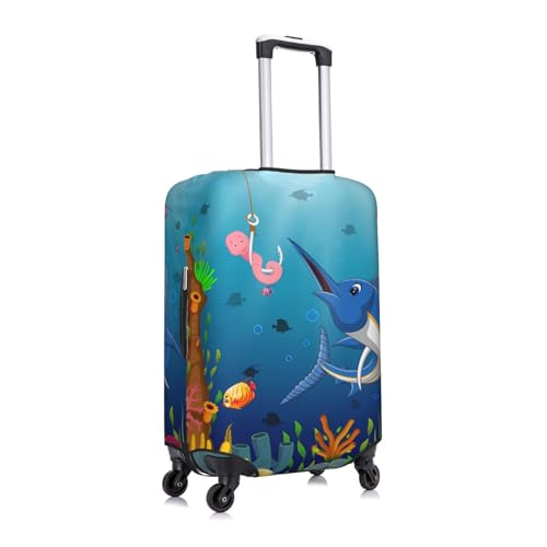 Travel Luggage Cover Spandex Suitcase Protector Bag,Funny Cartoon Swordfish Anti-Scratch Fits 18-32 Inch Luggage, Baggage Covers For Kid And Adult,X-Large3
