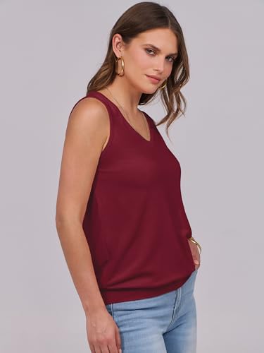 Image of ANRABESS Women Tank Tops Summer V Neck Sleeveless Casual Loose Fit Cute Cami Basic T Shirts Solid Tees 2026 Trendy Outfits