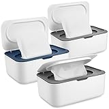 3 Pieces Baby Wipes Dispenser Baby Wipe Holder Container Case with Sealing Design Refillable Box Keeps Wipes Fresh Easy Open and Close for Bathroom Nursery