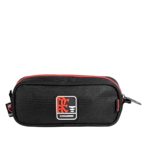 Estojo Flamengo Simples Esportivo Preto e Vermelho Único