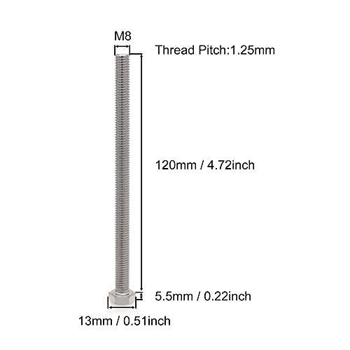 VictorsHome M8 Hex Bolts Screws, M8-1.25 x 120mm 304 Stainless Steel Fully Threaded Hex Head Bolt 5pcs, M8x120mm - Image 2